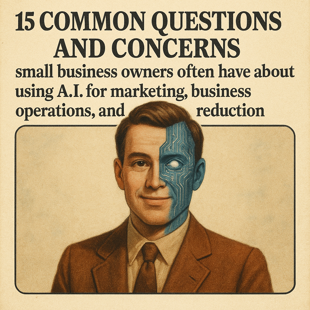 15 common questions and concerns small business owners often have about using AI for marketing, business operations, and cost reduction